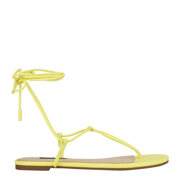 Nine West Tella Ankle Wrap Yellow Flat Sandals | South Africa 91F31-8O81